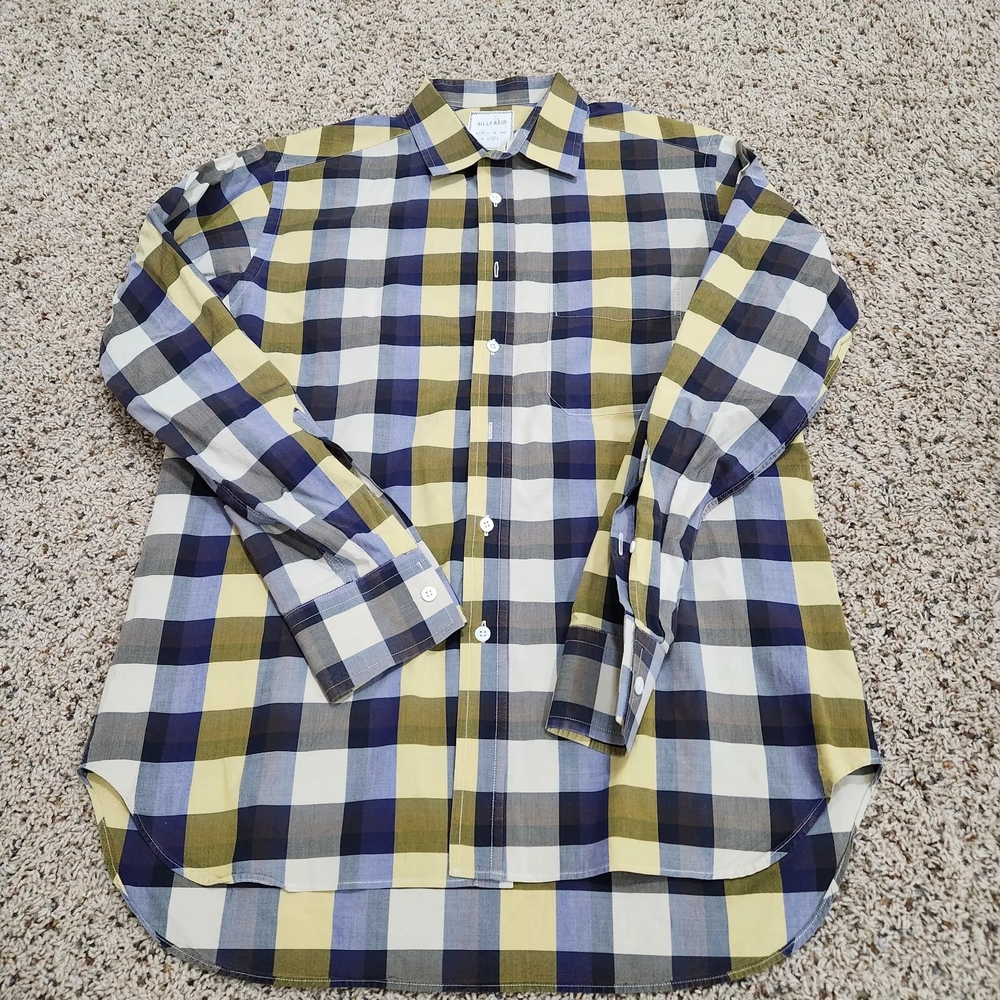 Billy Reid Blue and Yellow Casual Button Down Shirt
